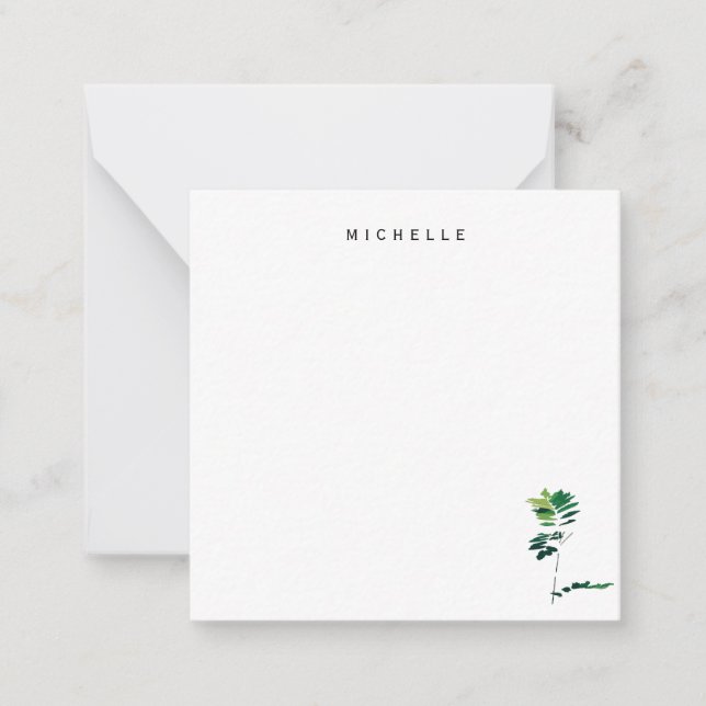 Minimalist Green Hand Crafted Fern Personalised Card (Front)