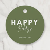 Minimalist Green Happy Holidays Personalise