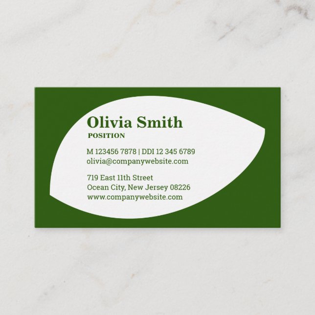 Minimalist Green Home Care Business Card (Front)