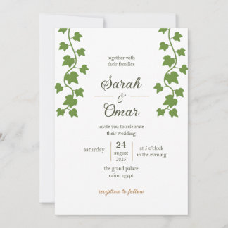 Minimalist Green Ivy Vine Wedding Invitation