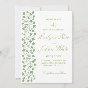 Minimalist Green Ivy Wedding Invitation