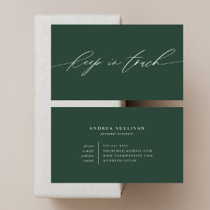 Minimalist Green Keep in Touch Contact or Business Card