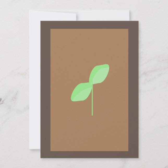 Minimalist Green Leaf Brown Greeting Card (Front)