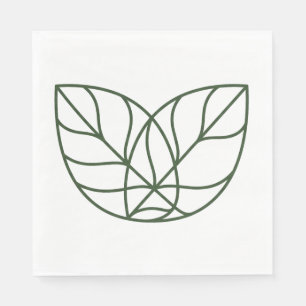 Minimalist Green Leaf Line Art Napkin