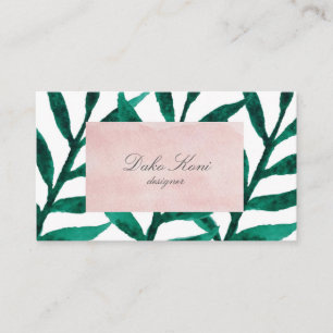 Minimalist green leaves business card