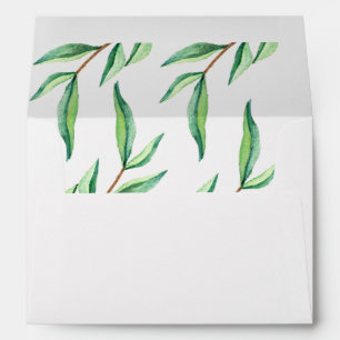 Minimalist Green Leaves on White Envelopes