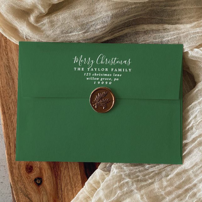 Minimalist Green Merry Christmas Card Envelope (Creator Uploaded)