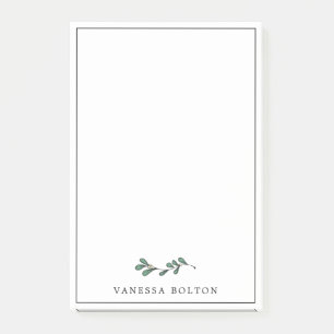 Minimalist Green Mistletoe Twig Add Your Name Post-it Notes