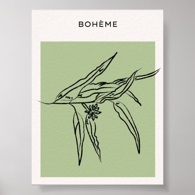 Minimalist Green Poster with Leaves (Front)