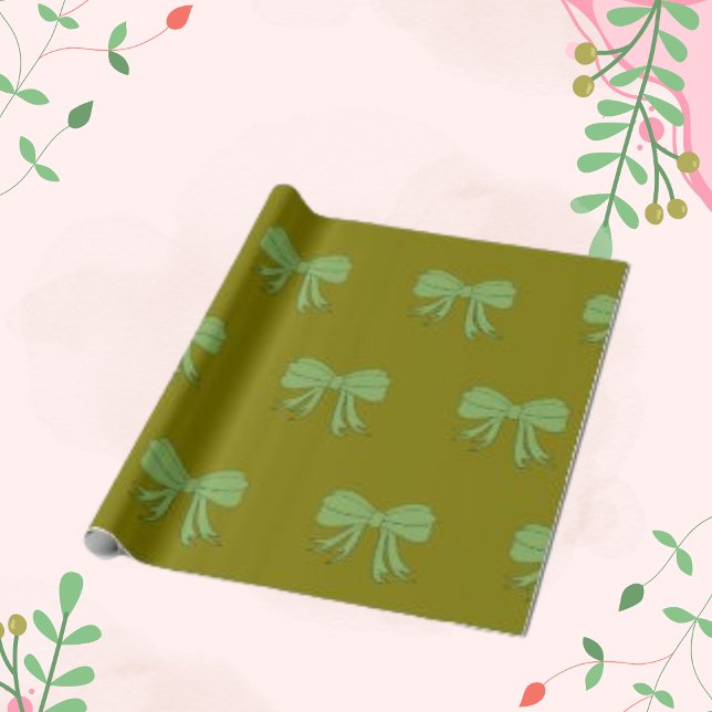 Minimalist Green Ribbon Pattern Wrapping Paper (Creator Uploaded)