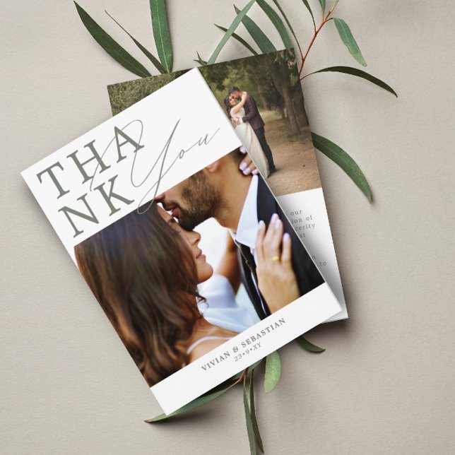 Minimalist Green Sage Script Wedding  Thank You Card (Creator Uploaded)
