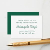 Minimalist Green Script Temple Sealing Invitation