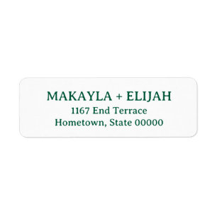 Minimalist Green Serif Name & Return Address