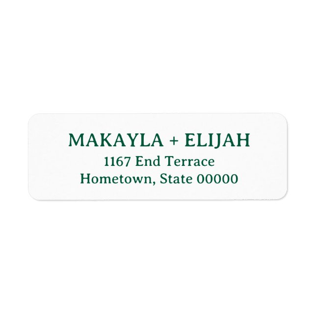 Minimalist Green Serif Name & Return Address (Front)