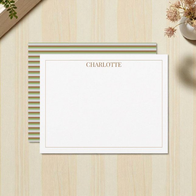 Minimalist Green Stripes Classic Chic Modern Card (Creator Uploaded)