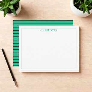 Minimalist Green Stripes Cute Chic Modern Design Card