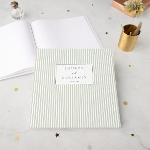 Minimalist Green Stripes Guest Book