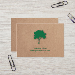 Minimalist Green Tree Kraft (printed) Landscaping Business Card