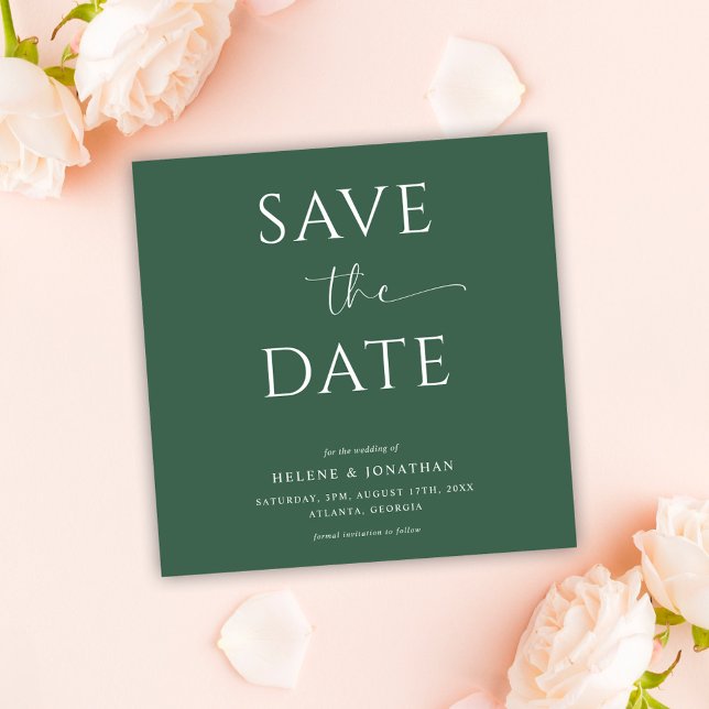 Minimalist Green Typography Modern Elegant Wedding Save The Date (Minimalist Green Typography Modern Elegant Wedding Save The Date)