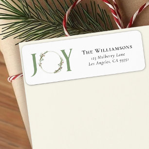 Minimalist Green Watercolor Wreath Joy Christmas
