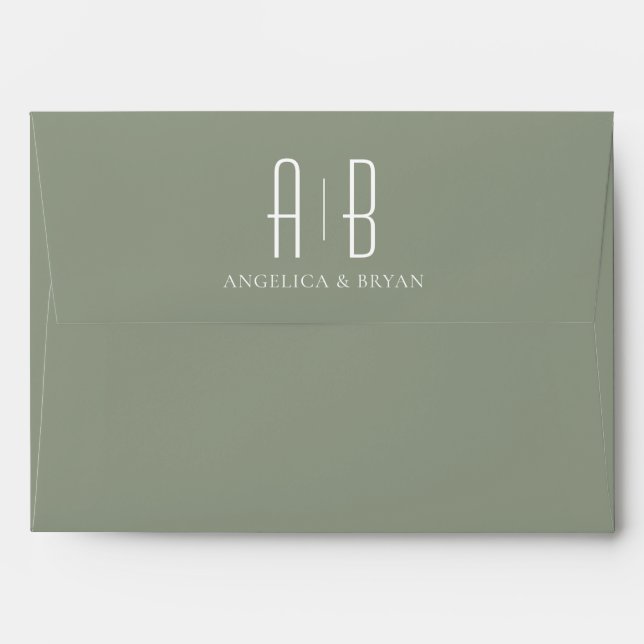 Minimalist Green Wedding Envelope (Back (Top Flap))