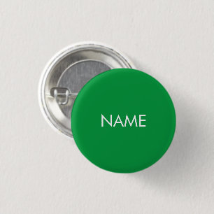 Minimalist green white custom name text simple 3 cm round badge