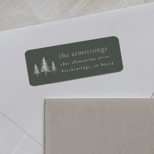 Minimalist Green & White Pine Tree Return Address