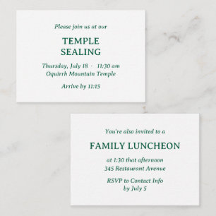 Minimalist Green & White Temple & Meal Invitation