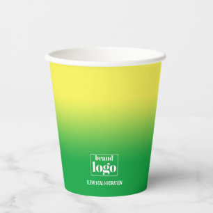 Minimalist Green Yellow Gradient Elemental Logo Paper Cups