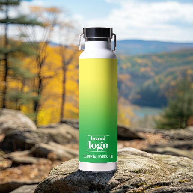 Minimalist Green Yellow Gradient Elemental Logo Water Bottle (Creator Uploaded)