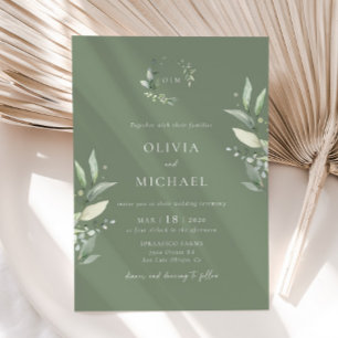 Minimalist Greenery Botanical Wedding Invitation