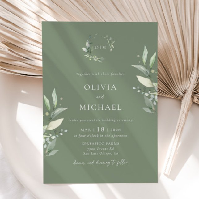 Minimalist Greenery Botanical Wedding Invitation (Invitation)