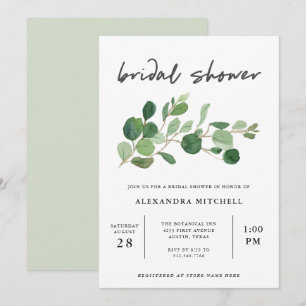 Minimalist Greenery   Bridal Shower Invitation