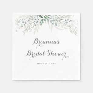Minimalist Greenery Eucalyptus Bridal Shower Napkin