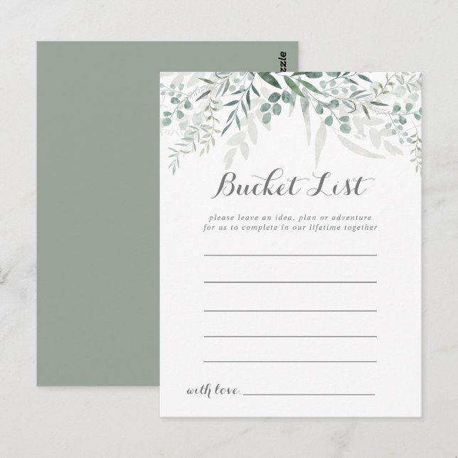 Minimalist Greenery Eucalyptus Bucket List Cards (Front/Back)