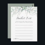 Minimalist Greenery Eucalyptus Bucket List Cards<br><div class="desc">These minimalist greenery eucalyptus bucket list cards are the perfect activity for a rustic wedding reception or bridal shower. The design features watercolor elegant green eucalyptus leaves.

Bucket List sign is sold separately.</div>