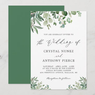 Minimalist Greenery Eucalyptus Leaves Wedding Invitation