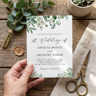 Minimalist Greenery Eucalyptus Leaves Wedding Invitation