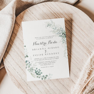Minimalist Greenery Eucalyptus Nuestra Boda  Invitation