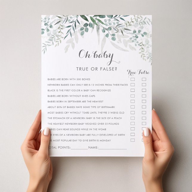 Minimalist Greenery Eucalyptus Oh Baby Shower Game (Creator Uploaded)