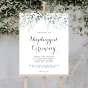 Minimalist Greenery Eucalyptus Unplugged Ceremony Poster