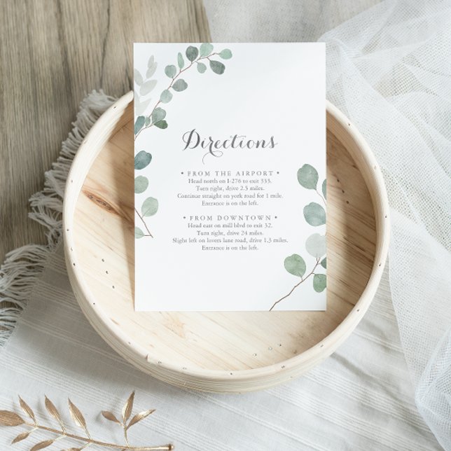Minimalist Greenery Eucalyptus Wedding Directions Enclosure Card (Creator Uploaded)