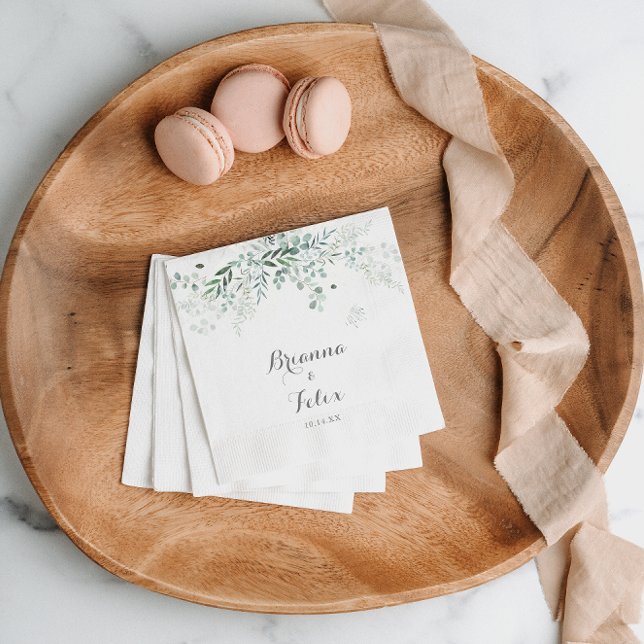 Minimalist Greenery Eucalyptus Wedding Napkin (Creator Uploaded)