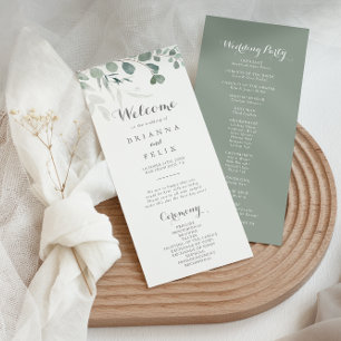 Minimalist Greenery Eucalyptus Wedding Program Programme