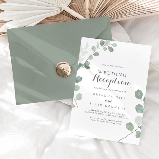 Minimalist Greenery Eucalyptus Wedding Reception Invitation (Creator Uploaded)