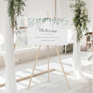  Minimalist Greenery Eucalyptus Wedding Welcome  Poster