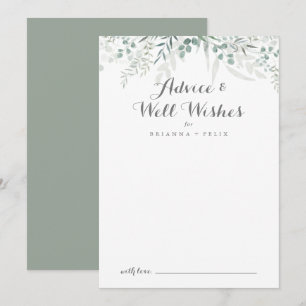 Minimalist Greenery Eucalyptus Wedding Well Wishes Advice Card