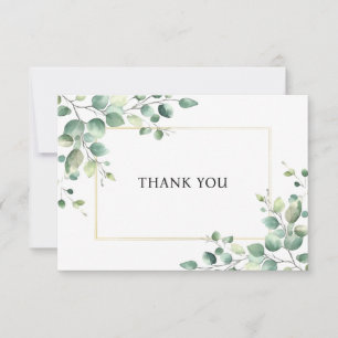 Minimalist Greenery Orthodox Christian Funeral     Thank You Card