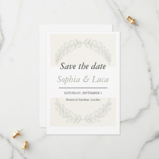 Minimalist Greenery Save the Date Card