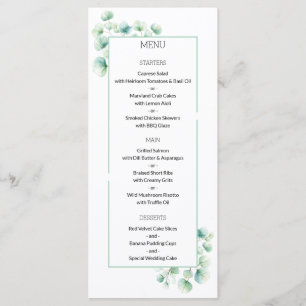 Minimalist Greenery Themed Eucalyptus Wedding Menu